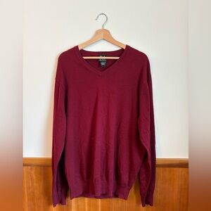 Jos. A. Bank V-Neck Sweater in Rich Burgundy